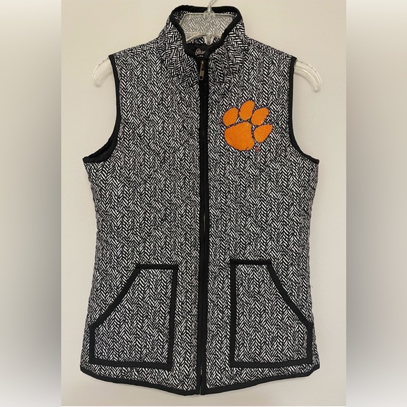 gameday couture Jackets & Blazers - Clemson Gameday Couture Black & White Vest with Sequin Paw Logo NWOT